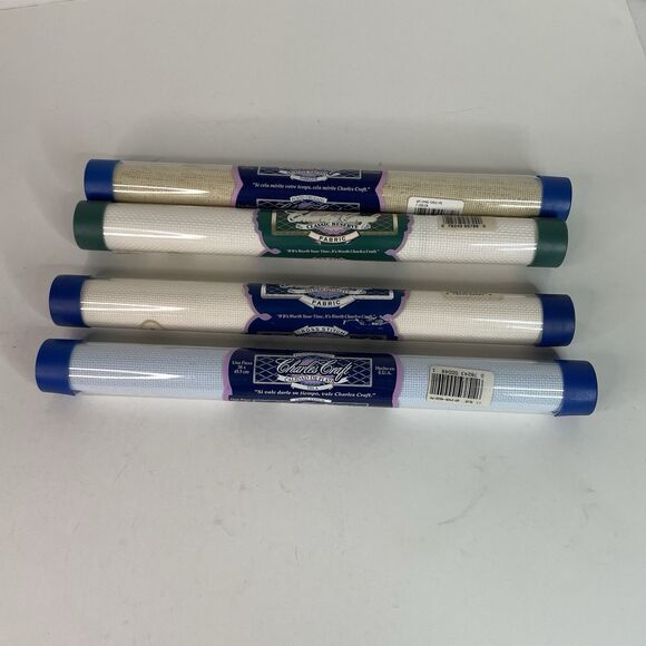 Vintage Charles Craft Cross Stitch Fabric, 15”x18” Lot Of 4 Brand New - Picture 3 of 4